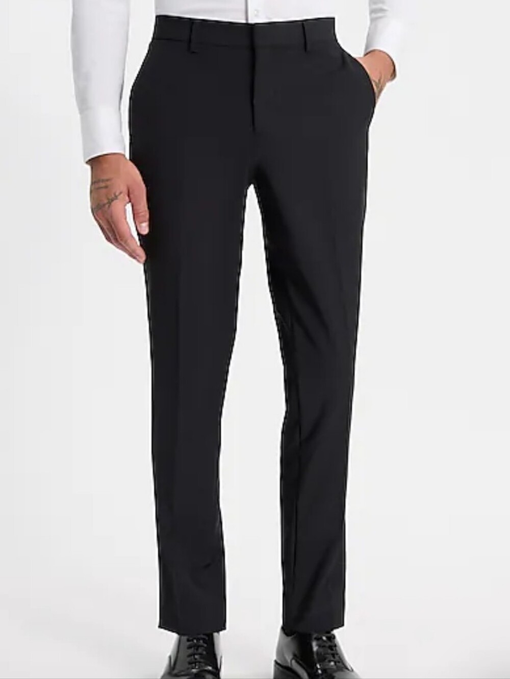 Express Men's Black Wool-Blend Washable Modern Tech Suit Pant- Slim
